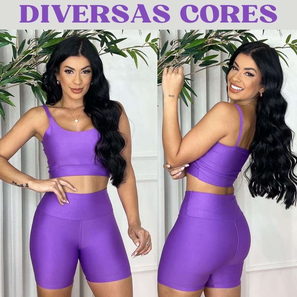 Conjunto fitness short e top com bojo removivel suplex premium academia treino corrida feminino