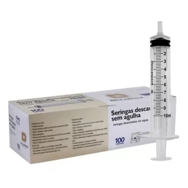 Seringa Descartável 10ml Luer Slip Descarpack C/100 Unidades