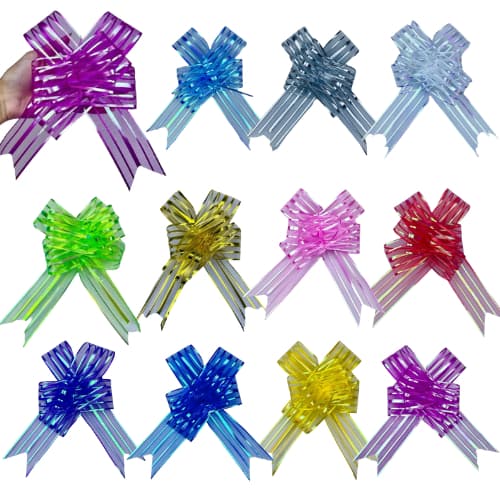 10~50 LAÇO FÁCIL GIGANTE PREMIUM ORGANZA HOLOGRÁFICO 74 CM X 5 CM CORES