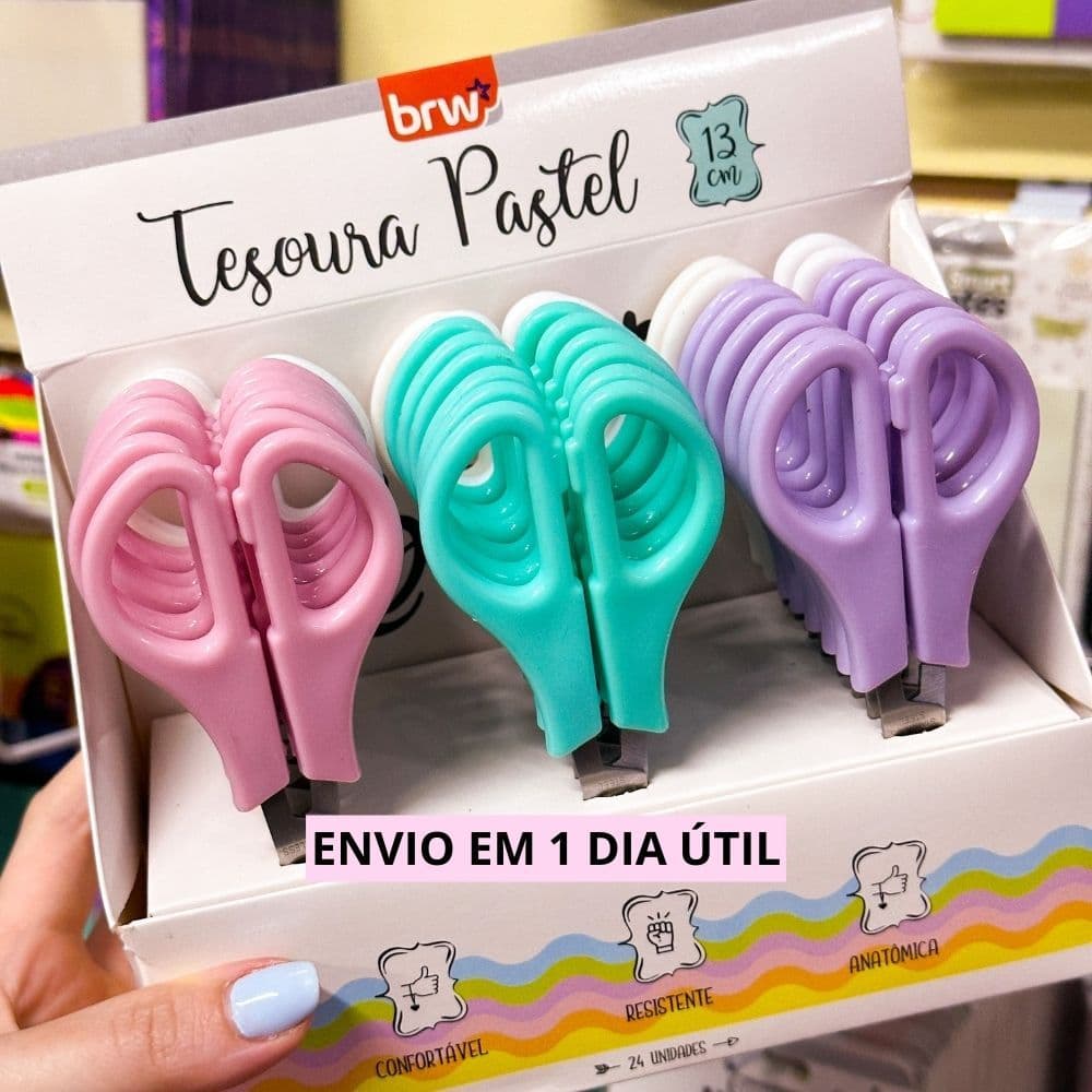 Tesoura Escolar BRW Pastel TE1308 13cm