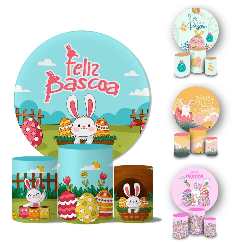 Trio Capas Cilindros + Painel Temas Pascoa Veste Fácil Painel Pascoa Diverssos Modelos