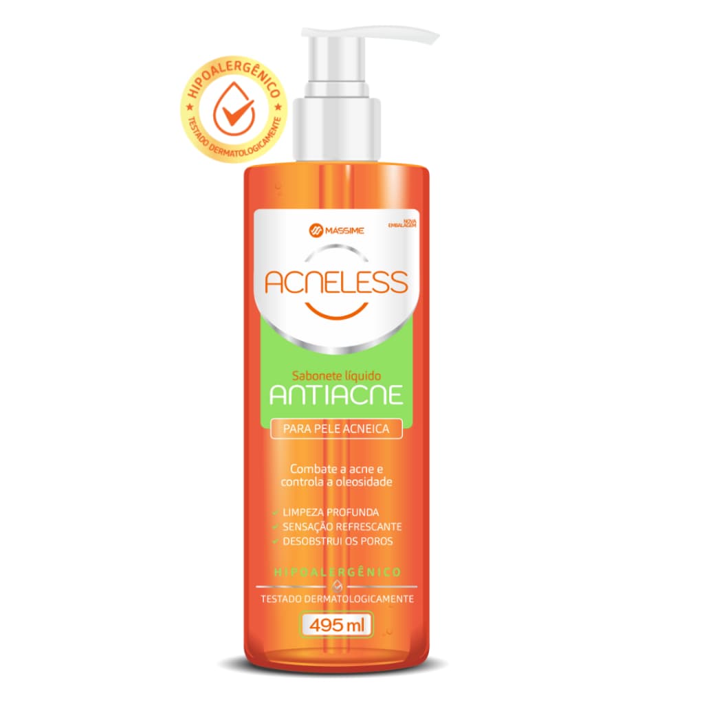 Acneless Sabonete Líquido Facial 495ml Antiacne e Oleosidade - Massime