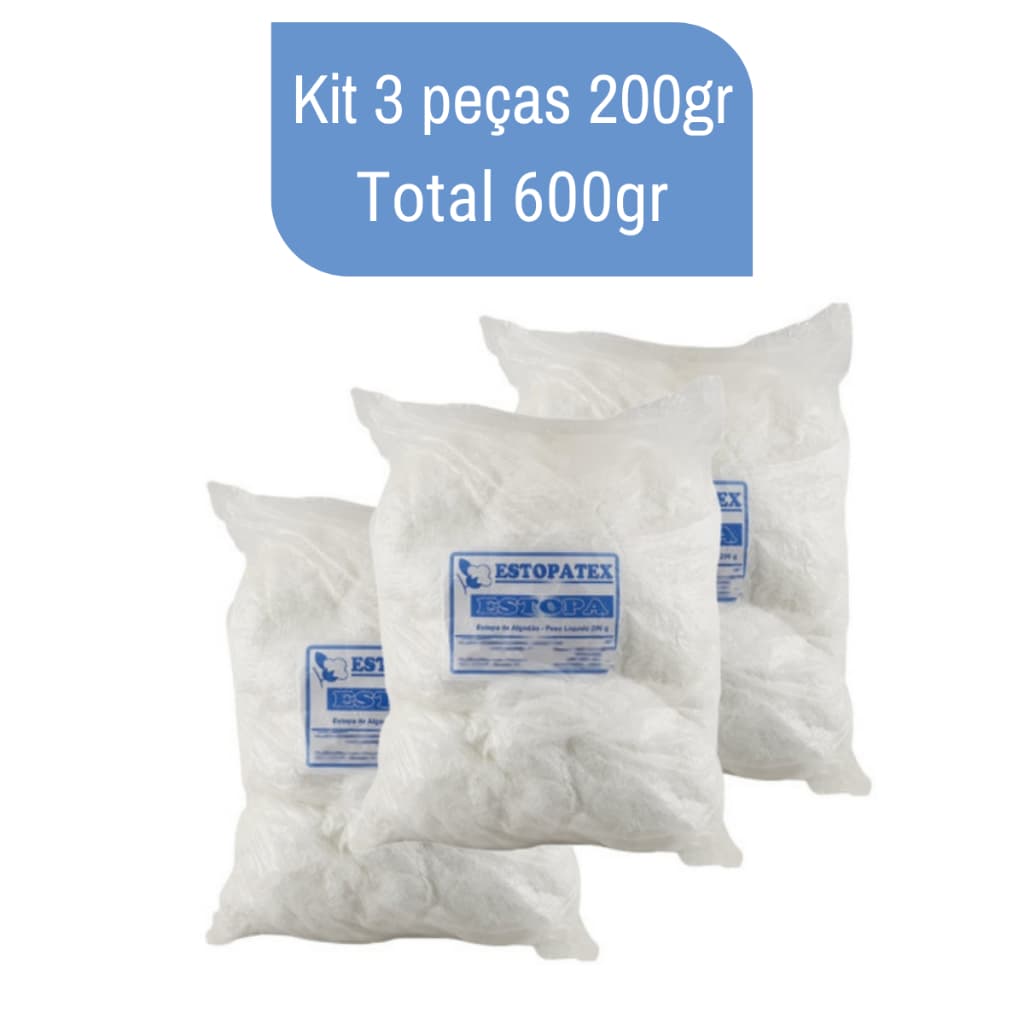 Estopa Para Polimento Limpeza Artesanato Mecanico Marcenaria Algodao Branca 3 peças