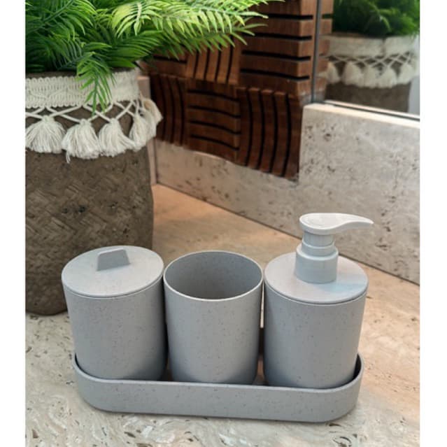 Kit banheiro 4 peças fibra de bambu ecológico Lyor