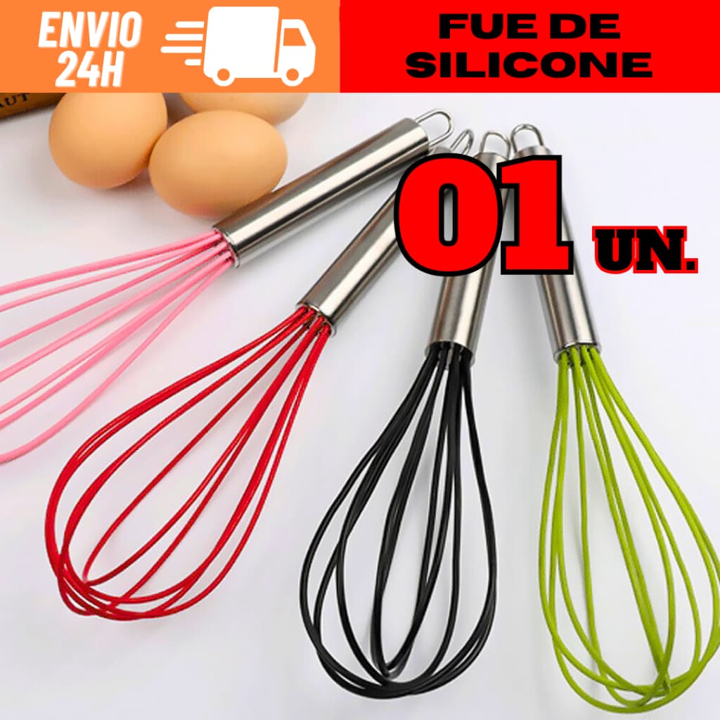 Batedor De Ovos Bolo De Silicone Com Cabo De Inox 30,5cm Fouet Fuê De Silicone Para Receitas Envio Rápido