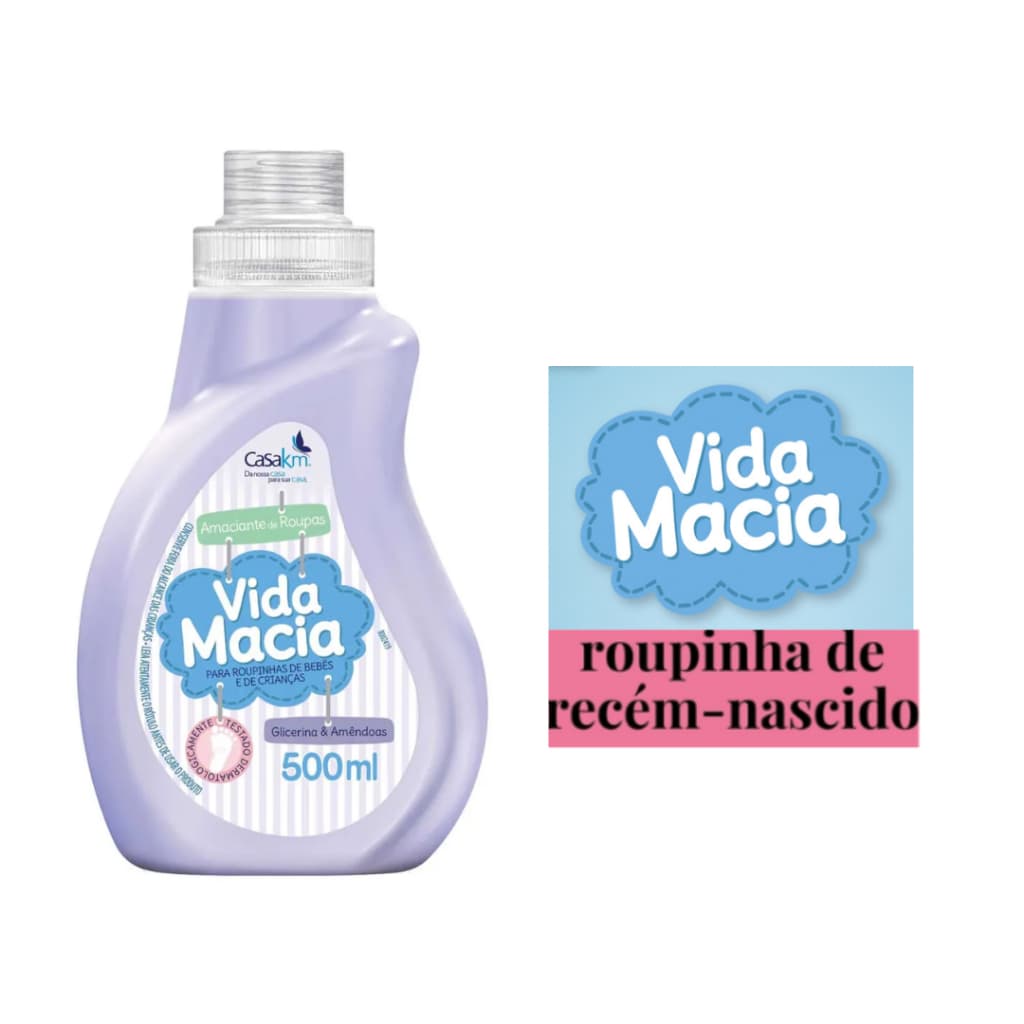 Amaciante para roupa de Bebê Glicerina e Amêndoas Vida Macia 500 ML
