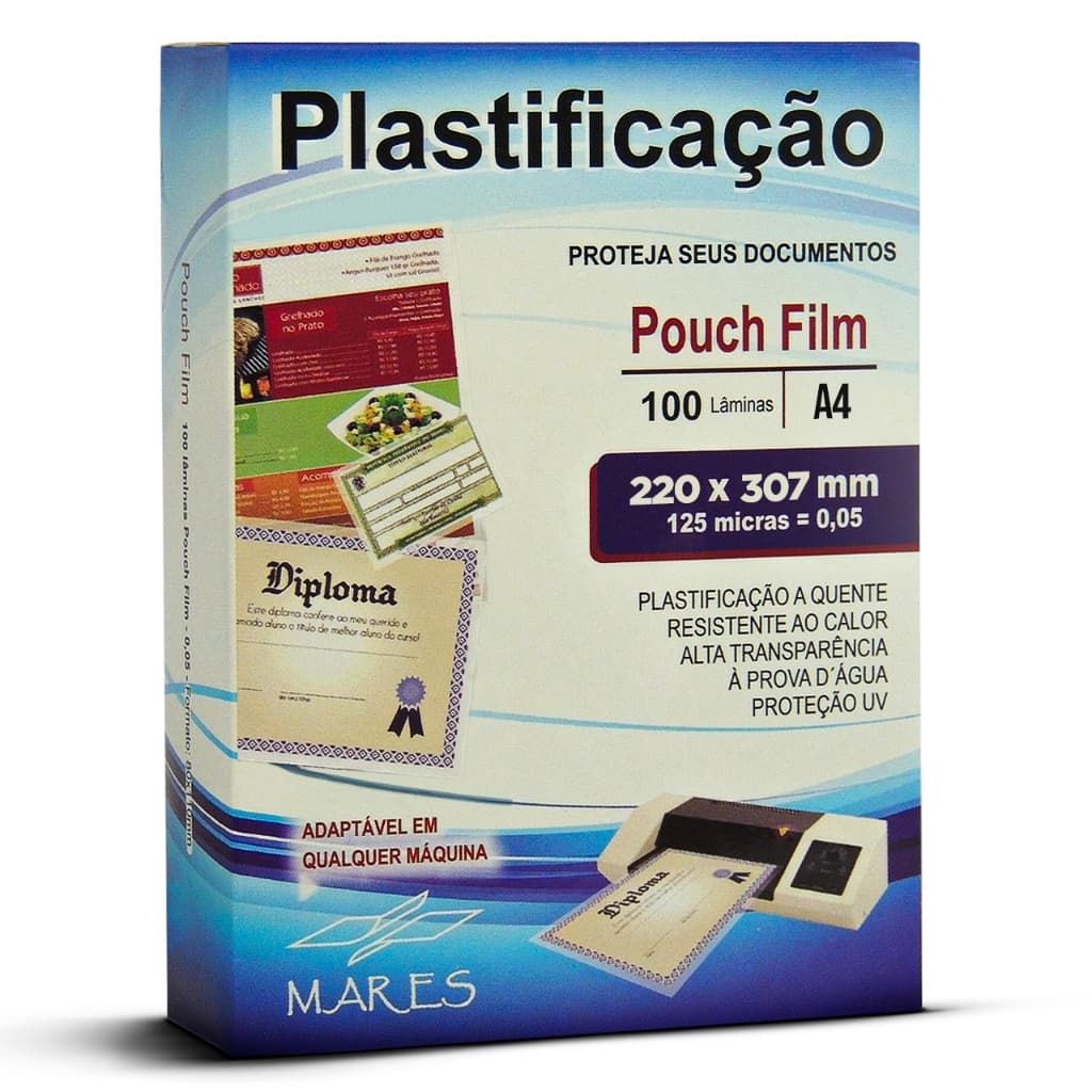 100 Folhas Polaseal A4 Plástico para Plastificação Pouch-Film 0,05 220x307