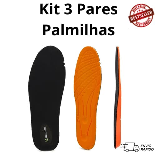 Kit 3 Palmilha Ortopédica Fina Anatômica de Gel Macia Confortável Anti Impacto Para Tênis e Botas