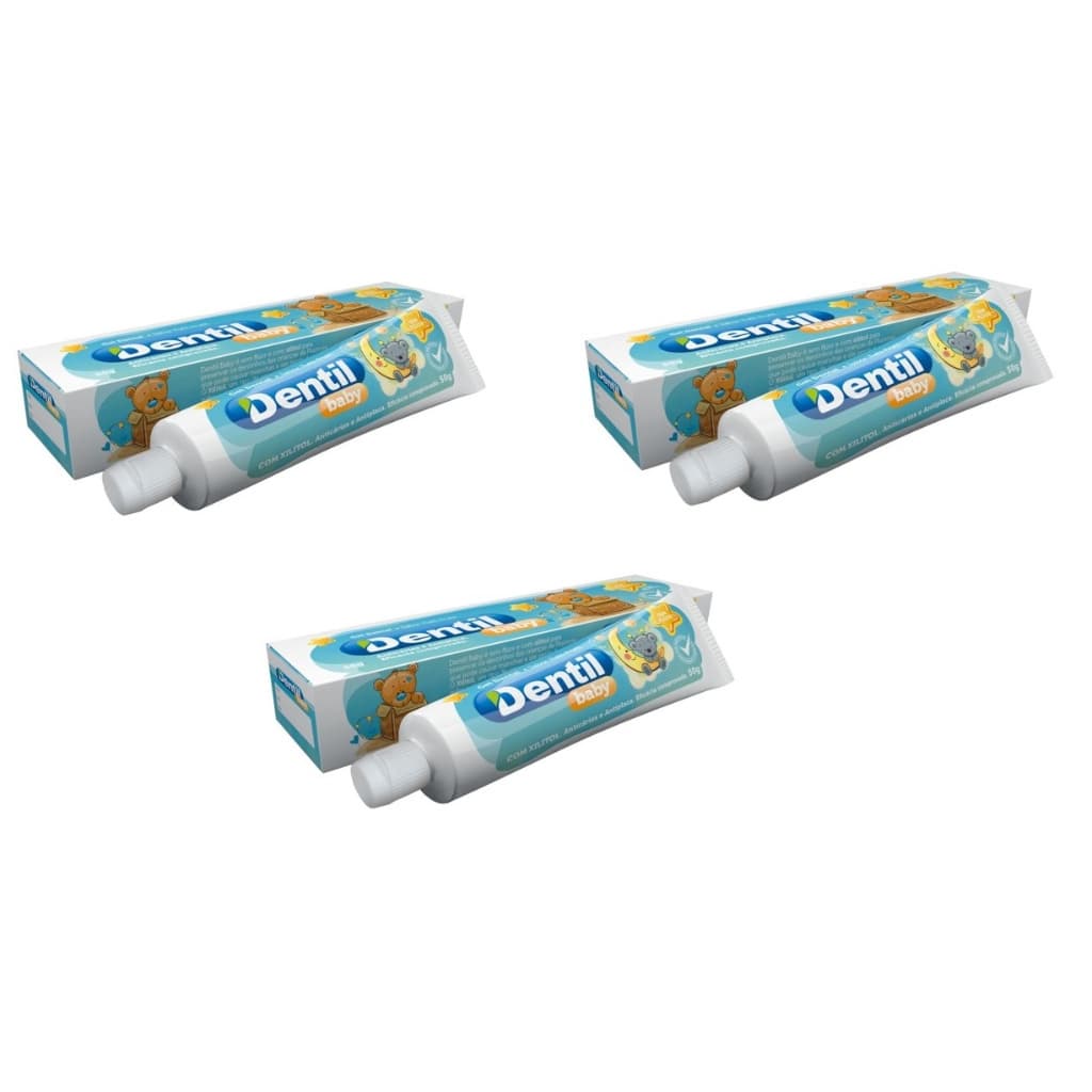 Kit 3 Creme Dental Dentil BABY Sem FLUOR Com XILITOL Tutti-Frutti  50G