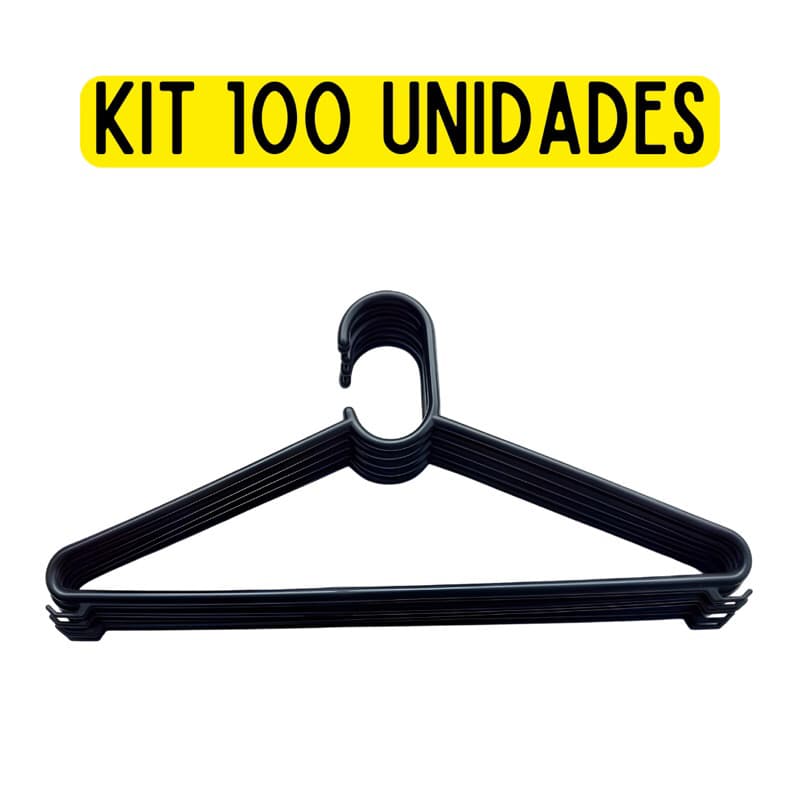 Kit de Cabides para Roupas Cabides para Roupas Cabide Reforçado Adulto Cabide Preto - Direto Fabrica