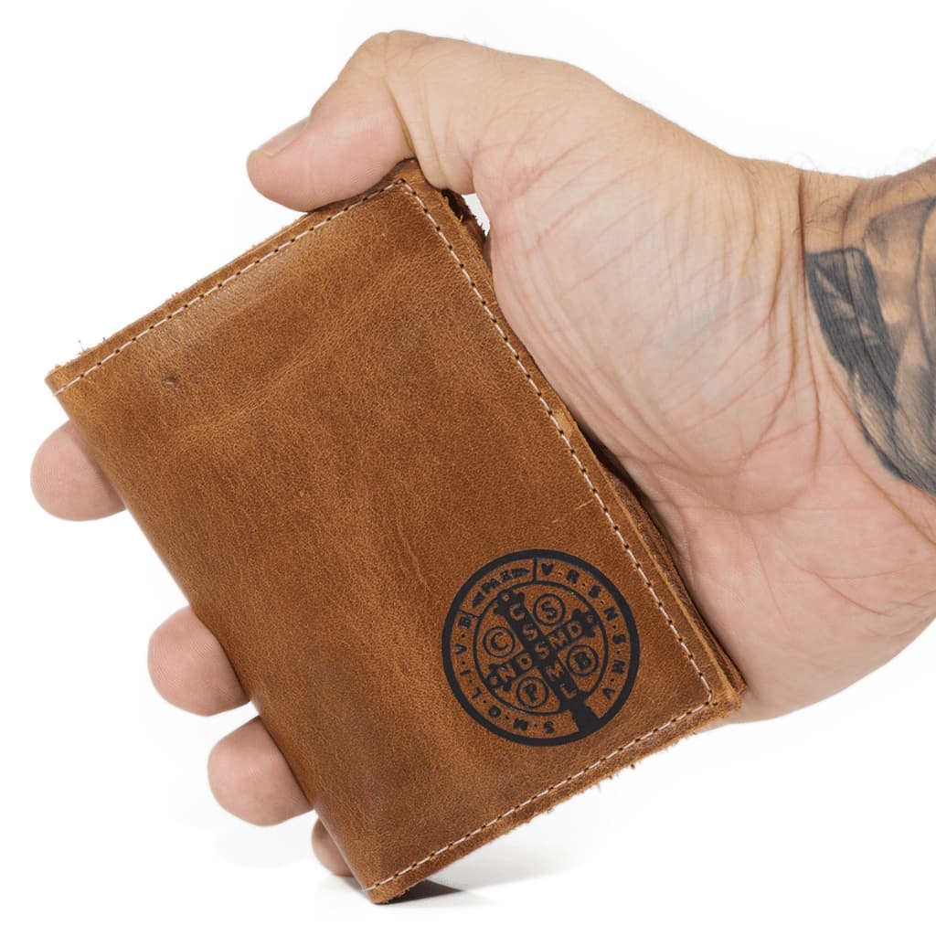 Carteira Masculina Slim Fina Porta Cartão Documentos São Bento de Couro