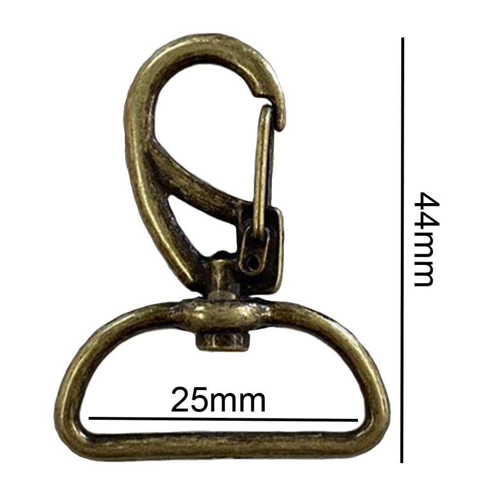 20un Mosquetão 25mm Ouro Velho Fecho Gancho Bolsas Alça