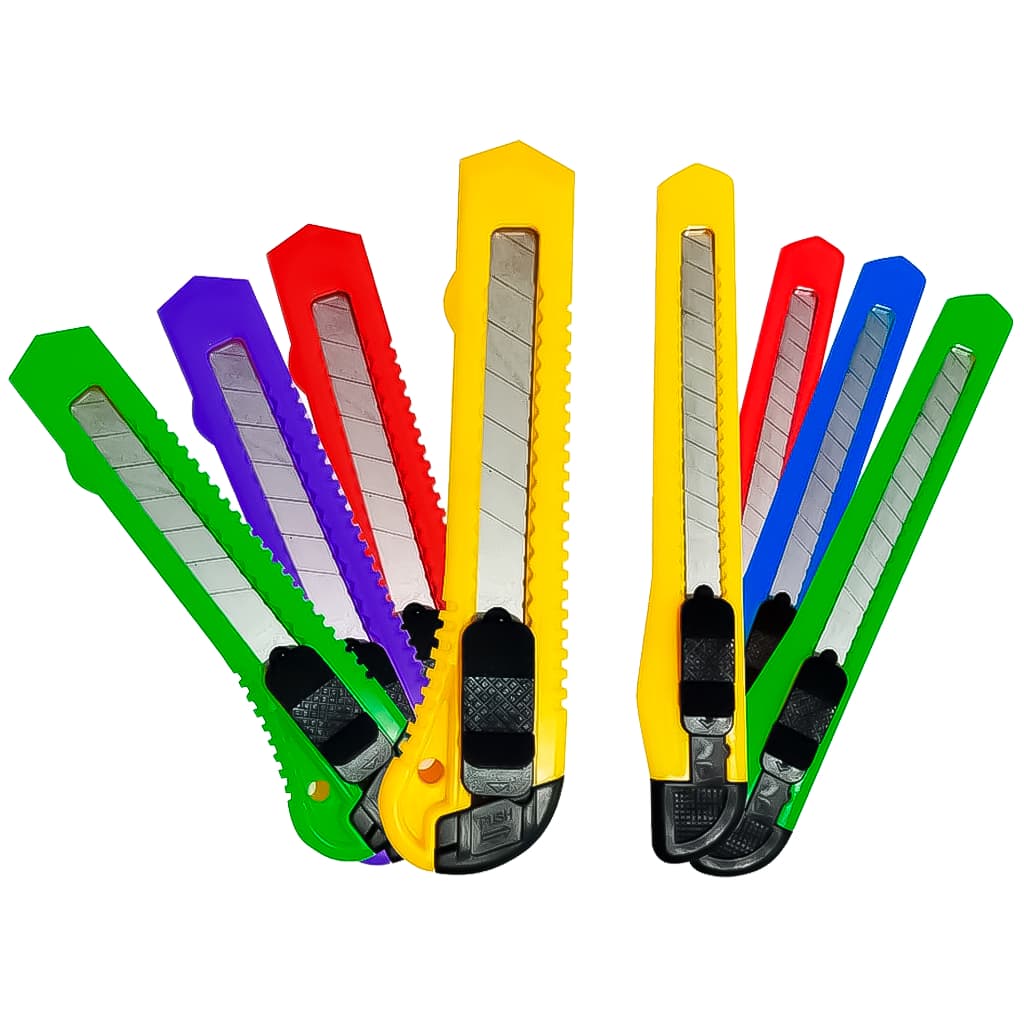 Estilete Lâmina Regulável 18mm E 9mm Multiuso Uso Doméstico Profissional Casa Escola Cores Sortidas