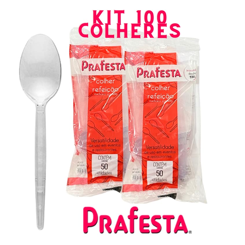 KIT COLHER REFEIÇÃO PRAFESTA CRISTAL 100 unidades