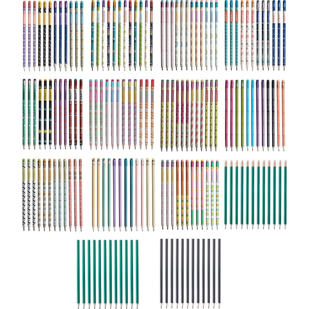 Kit Lápis de Escrever 2/HB Diversas Estampas com Borracha LeoeLeo Material Escolar HB Grafite