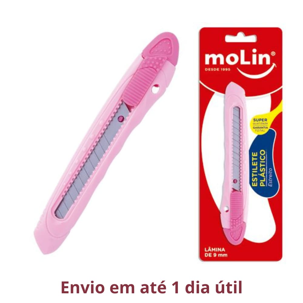 ESTILETE PLASTICO ROSA CLARO 9MM MOLIN 16506