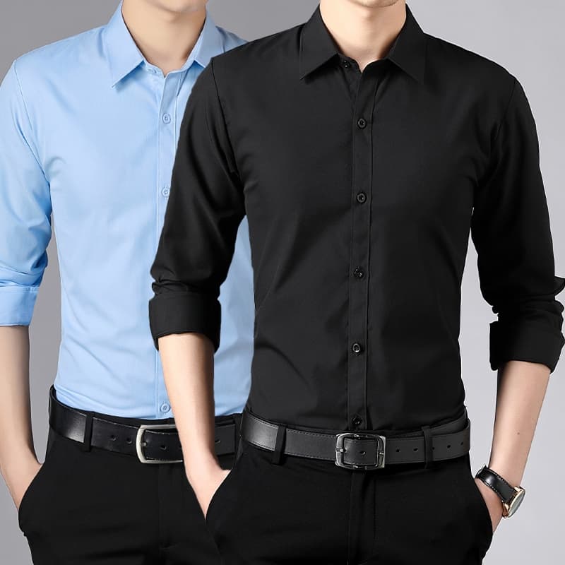 Kit 2 Camisa Social Masculina Manga longa Slim Fit