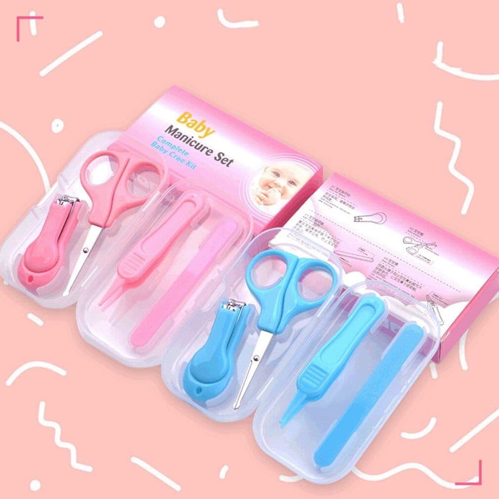 Kit Baby Cuidados Manicure e Higiene Tesoura Cortador e Lixa Unha 2 Cores
