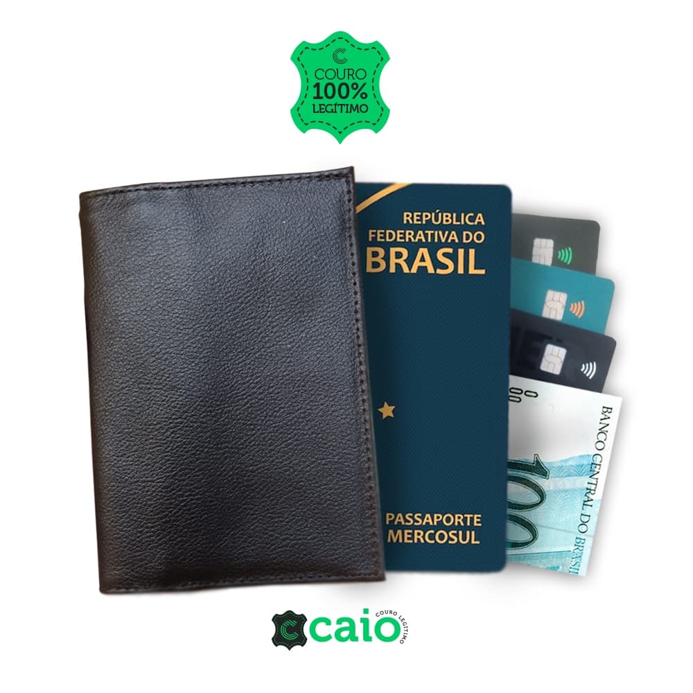 Porta Passaporte em couro legítimo