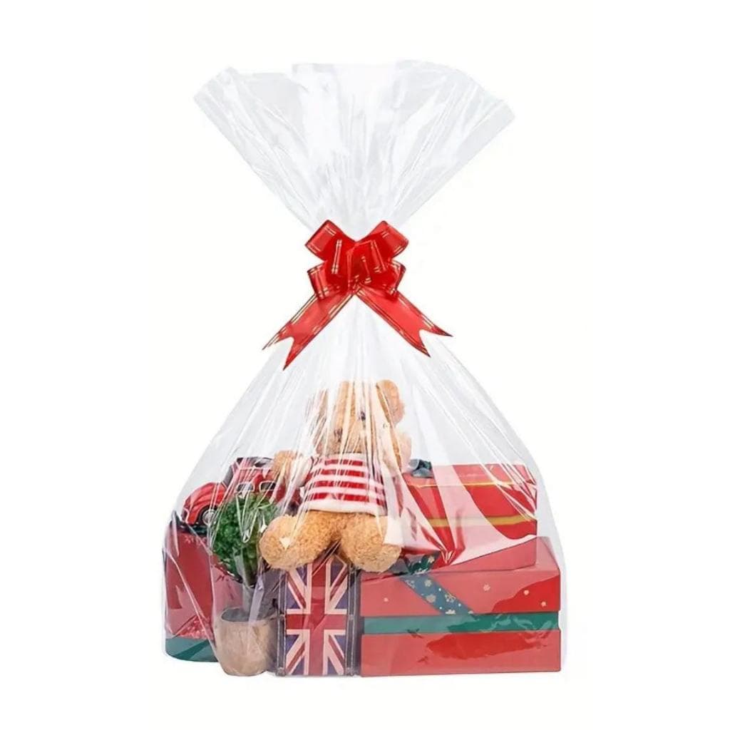 kit 50 sacos para cesta de presente 35x45 saco transparente brilhante  celofane