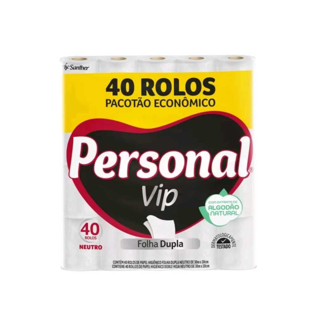 Papel Higienico Personal Vip Folha Dupla 40 Rolos 30 Metros