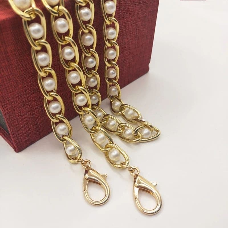 corrente pérola com fecho para bolsa - artesanato