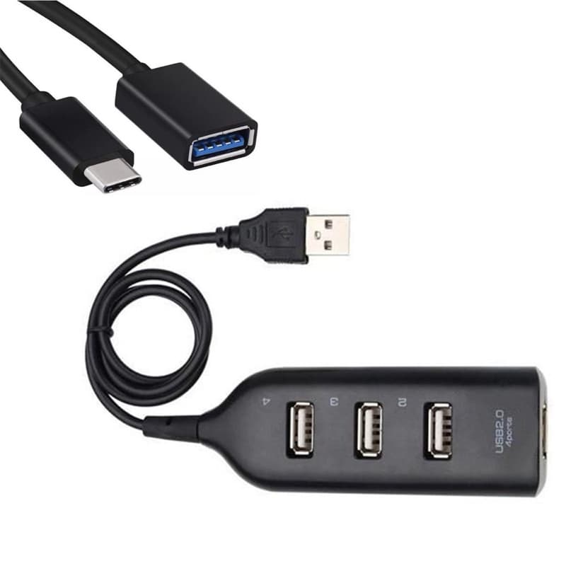 Mobilador Hub Usb 4 Portas + Otg Usb C Adaptador De Teclado Mouse Para Celular Ponto Entrega