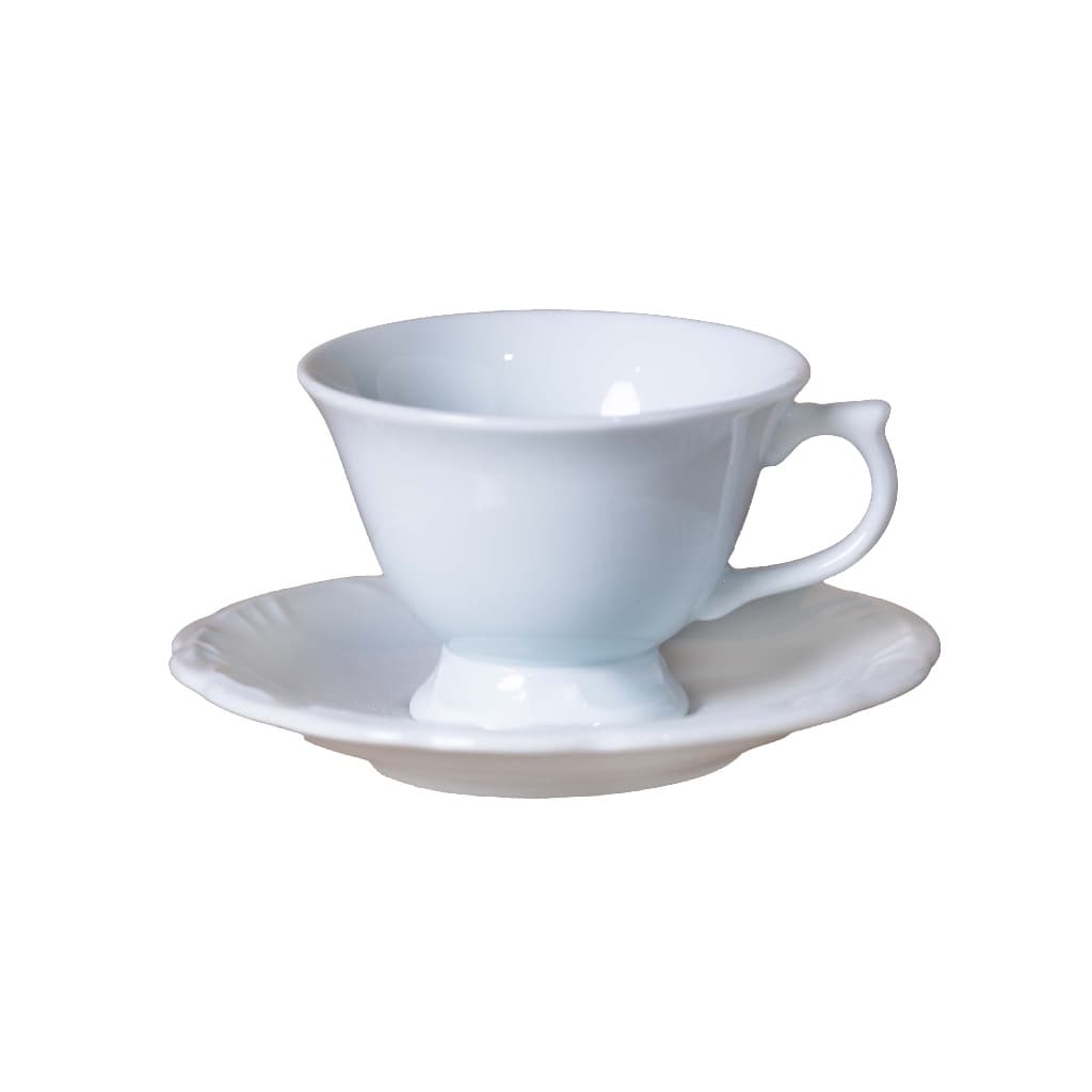 Conjunto 6 Xícaras De Chá com Pires Aila Bot Art Porcelana Branca 150ml