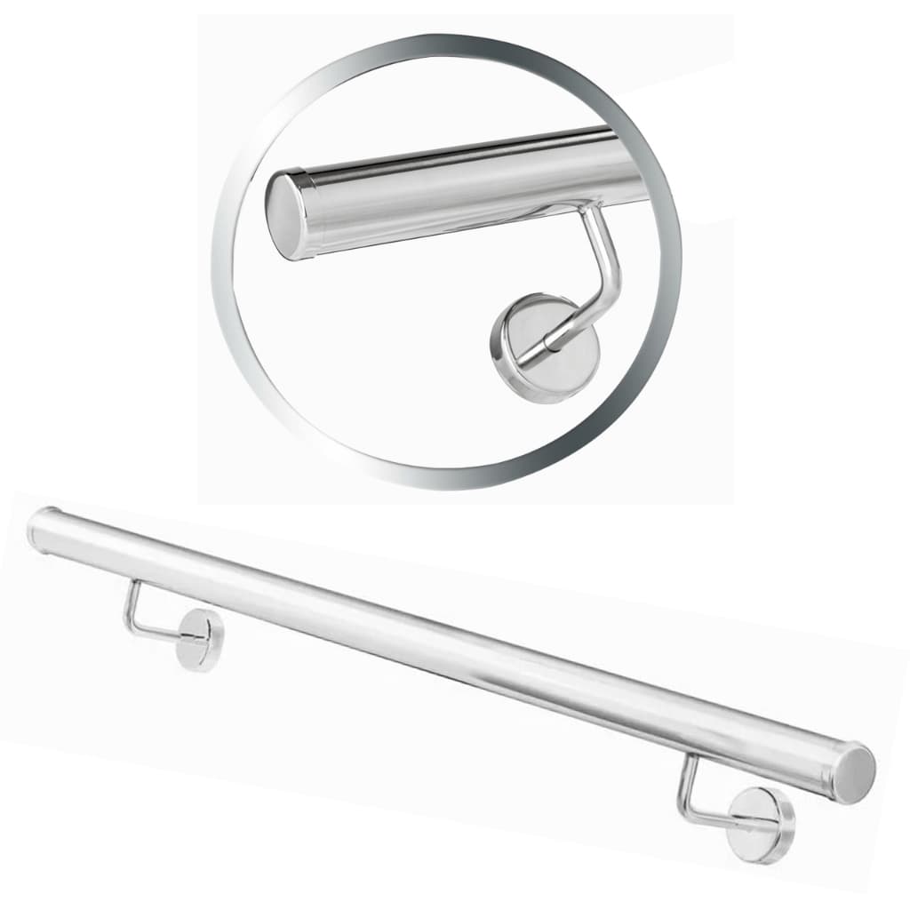 Tubo 1,00 Metro Corrimão Completo Parede Rampa Escadas Barra De Apoio Em Aço Inox Alto Brilho