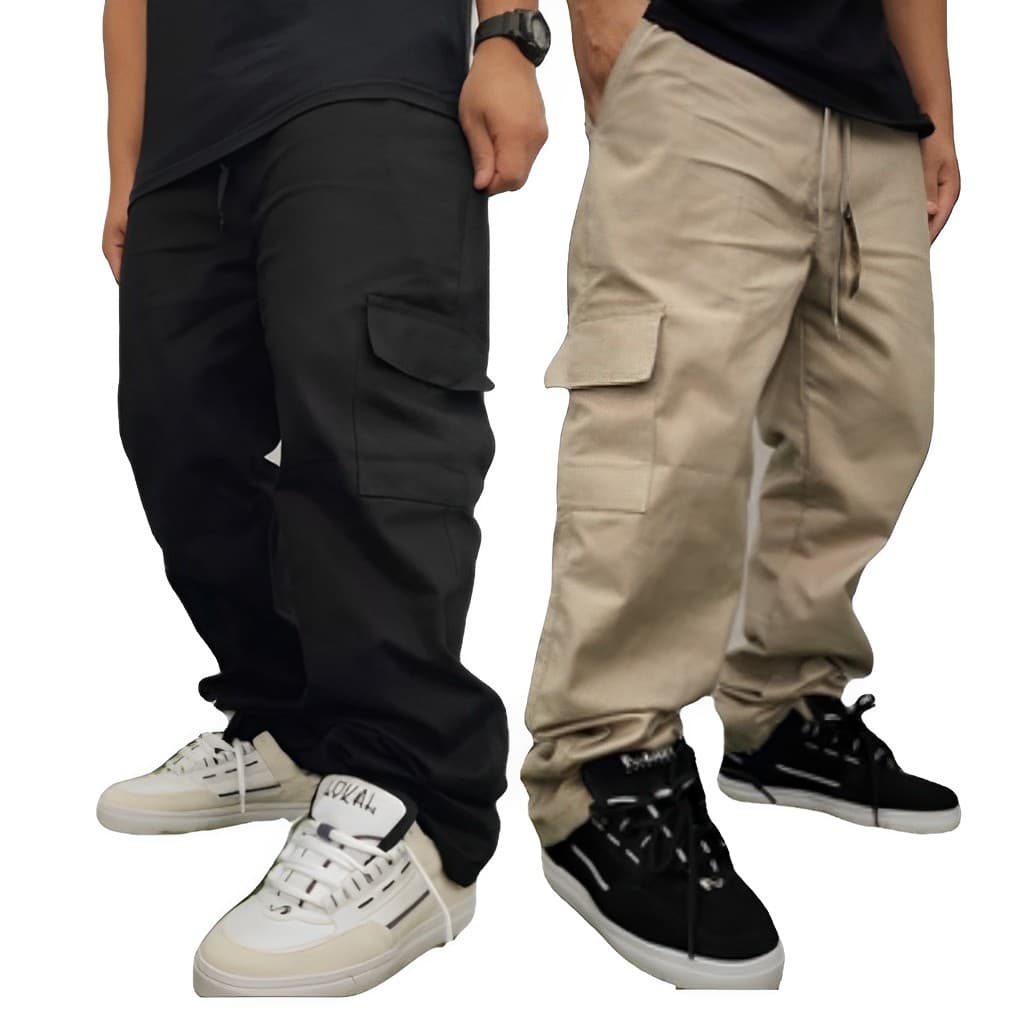 Calça Cargo 6 Bolsos skate Larga Fechamento Cordão Premium