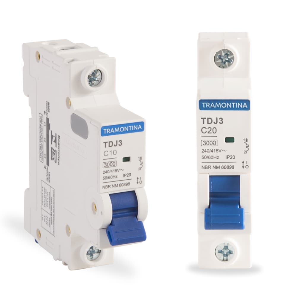 DISJUNTOR MONOPOLAR, UNIPOLAR 1P 10A, 16A, 20A, 25A, 32A, 40A, 50A, 63A CURVA C TRAMONTINA
