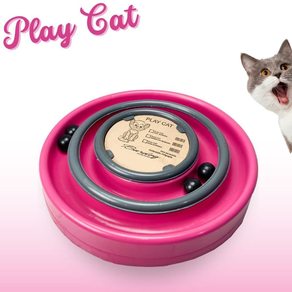 Brinquedo Interativo para Gatos com Duas Pistas 4 Bolinhas Play Cat Anti Estresse