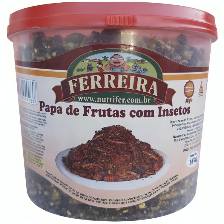 Papa de Frutas e Insetos Pote para Trinca-Ferro e Sabiá - 350g
