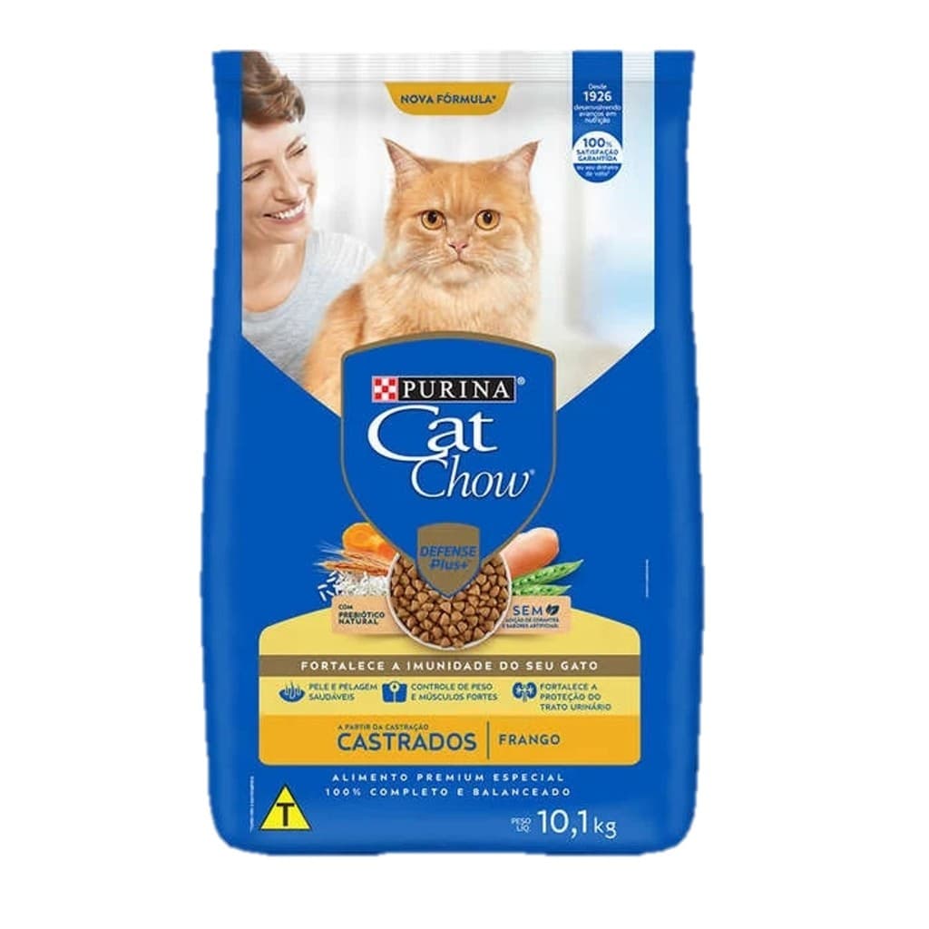 Ração Cat Chow Gatos Castrados Sabor Frango - 10,1 Kg