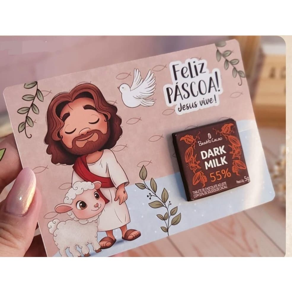 Cartão de Páscoa Lembrancinha Cristã Jesus Mimo