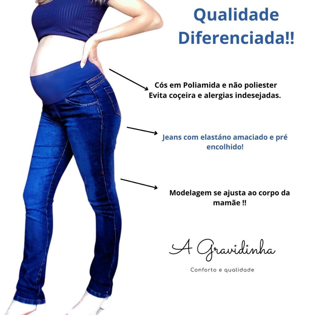 Calça jeans gestante grávida amaciado inicio ao fim da gestação