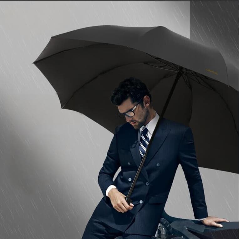 Guarda chuva grande duplo extra grande reforçado preto cor sólida unissex