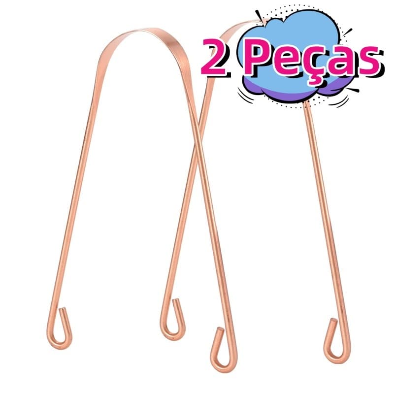 2 Pcs Higiene Saúde Bucal - Modelo Premium 100% Cobre Puro Higienizador Para Raspagem Lingual