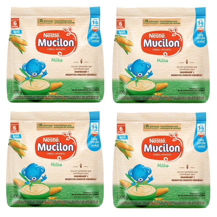 Cereal Infantil Mucilon Milho kit 4 unidades 300g