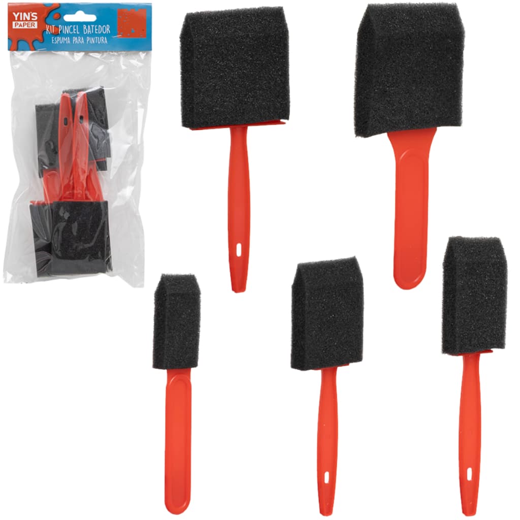 Kit 5 Pincel Batedor Chanfrado Escolar e Detail