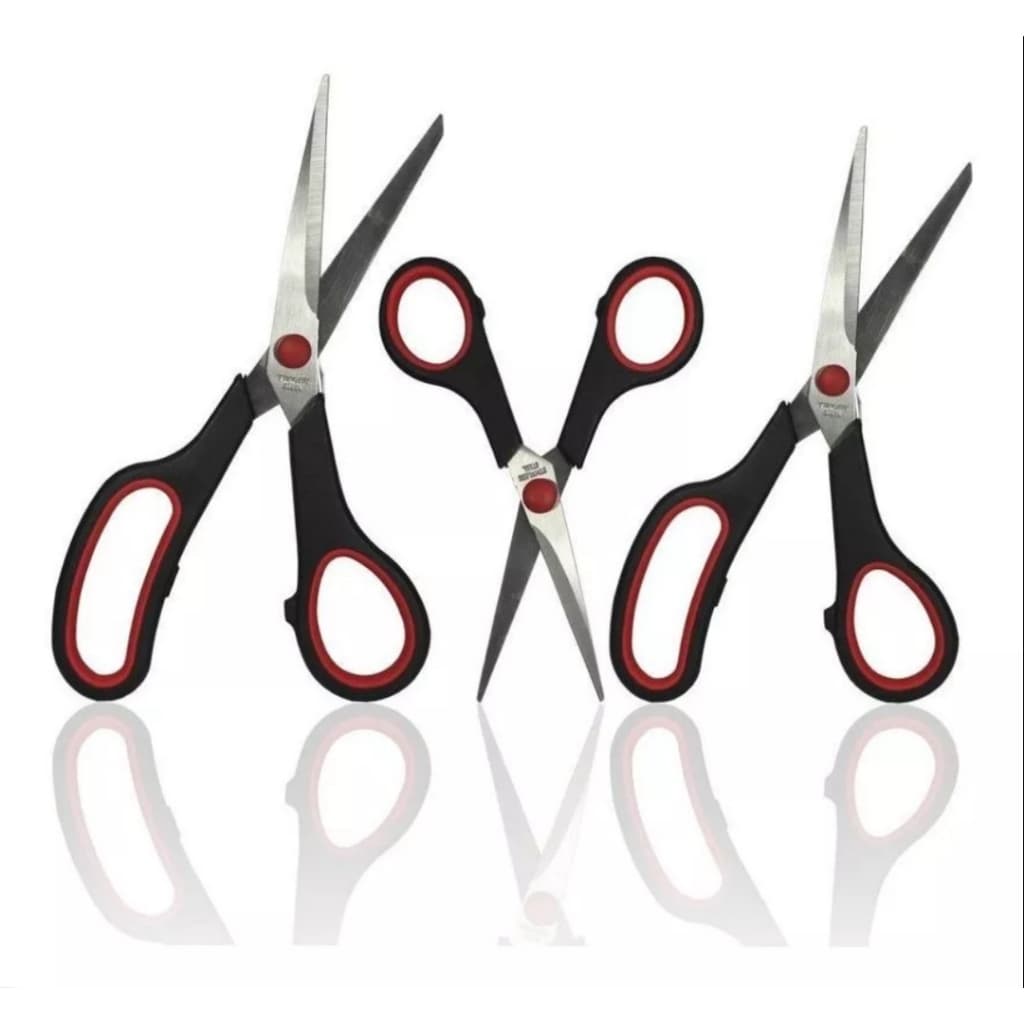 KIT DE TESOURAS EM METAL COM TRÊS UNIDADES PARA ARTESANATO, COSTURA E ESCOLAR