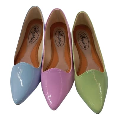 Sapatilha Feminino Rasteira Verniz Bico Fino Palinha Leve Confortável.