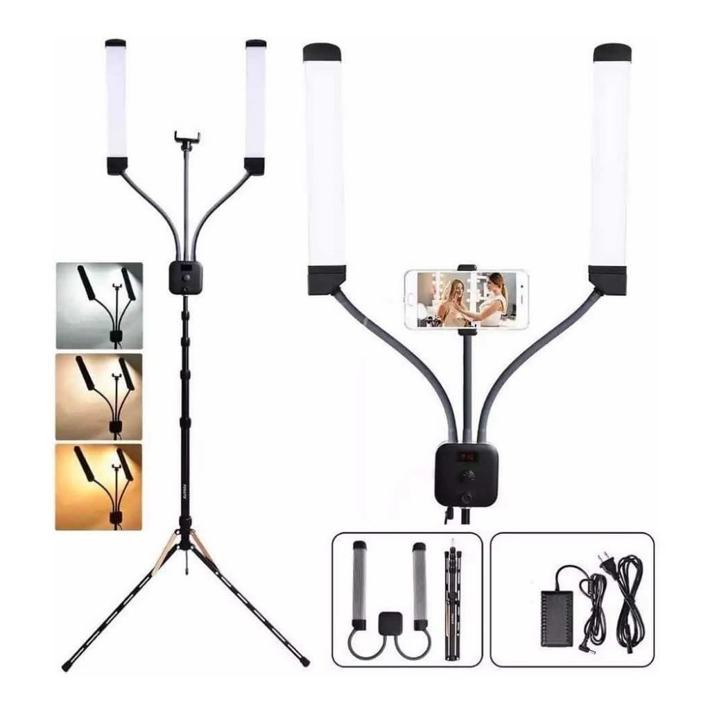 Iluminação Led Ring Light Led 45w Braço Duplo Articulado + Tripe