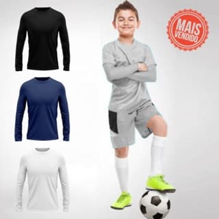 Camisa Térmica Infantil Proteção Solar Uv 50+ Segunda Pele Esportiva Treino Futebol Camiseta Juvenil