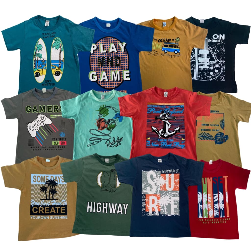 Kit 5 Camisetas Manga Curta Estampado Desenhos Infantil Menino Kids Sortidos Verão Masculino Básico