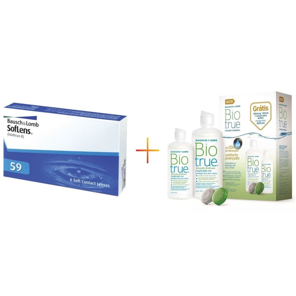 1 Caixa de Lente de Contato SofLens® 59 + Solução de Limpeza Kit Biotrue®
