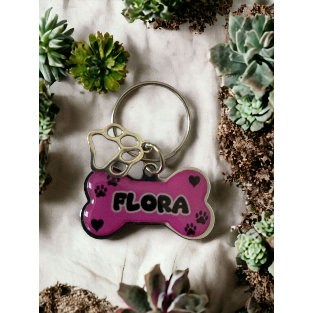 Plaquinha de identificação resinada Pet com pingente personalizado