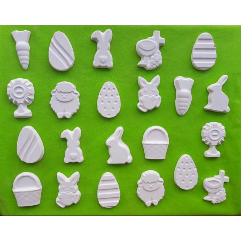 Kit com 40 Peças Infantis de Gesso Cru TEMA PÁSCOA PREMIUM para Recreação Infantil