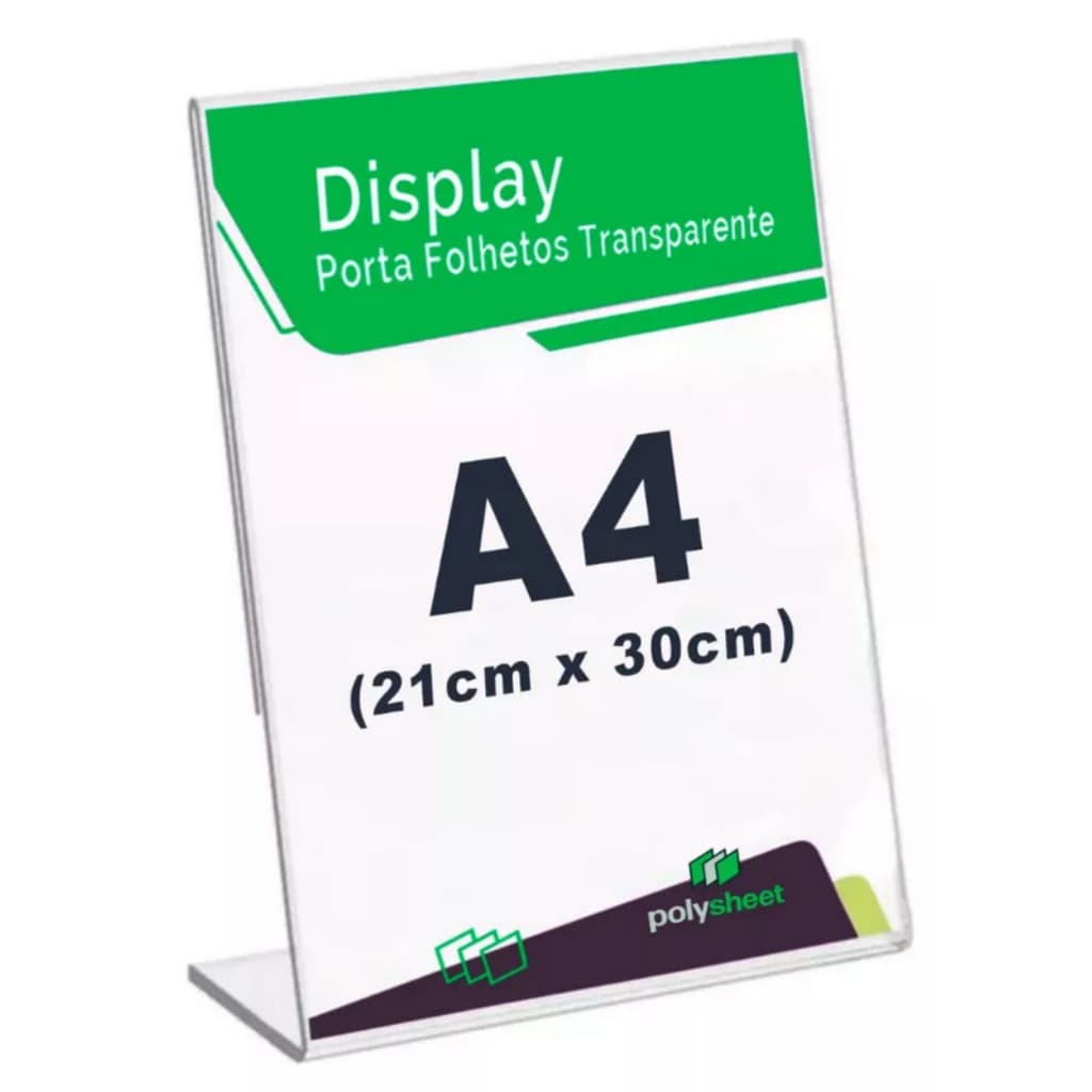 Display Expositor A4 L Acrílico Qr Code Mesa Balcão Escritório