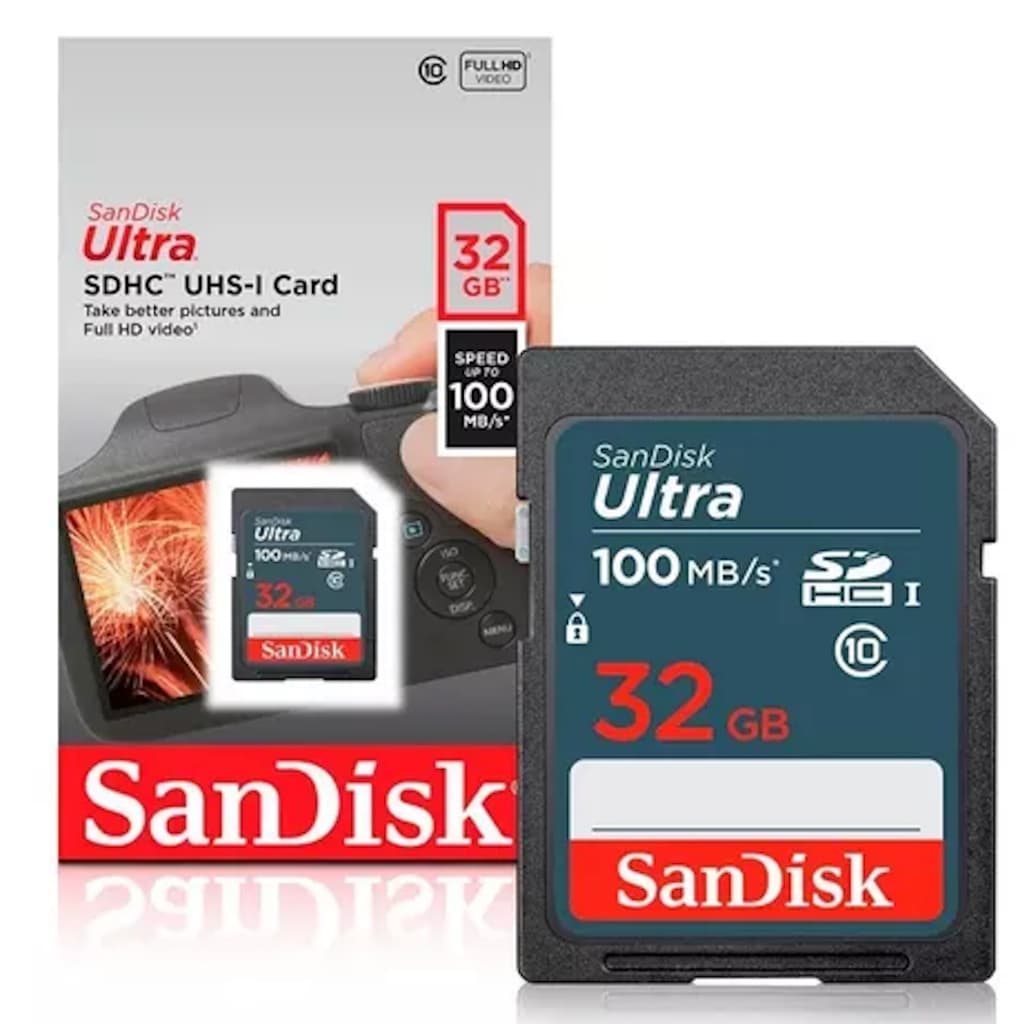 Cartão de Memória 32gb SD/SDHC Ultra 100mbs Sandisk (Câmeras Foto Semi / Profissionais)